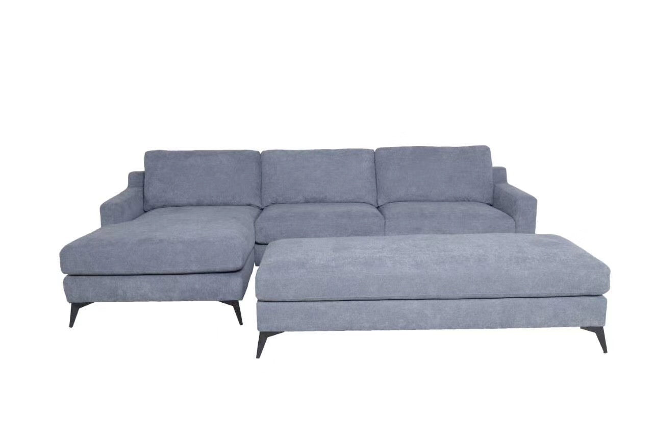 FLOOR DEMO-Woodbridge Grey Fabric Sofa Bed With Reversible Big Ottoman