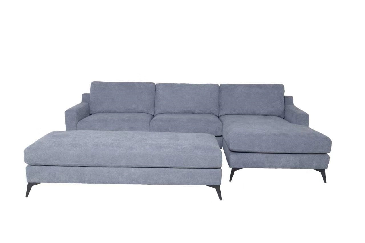 FLOOR DEMO-Woodbridge Grey Fabric Sofa Bed With Reversible Big Ottoman