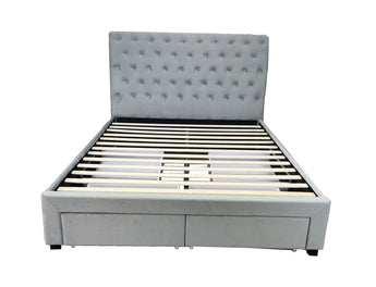 Frank Light Grey Velvet Bed Frame With 4 Drawers