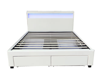 Alice White PU Leather Bed Frame With 4 Drawers