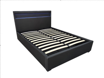 Taylor Black PU Leather Gas Lift With LED Light Bed Frame