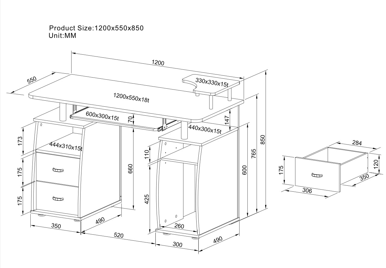 TETRA MDF STUDY TABLE 1200 SILVER GREY