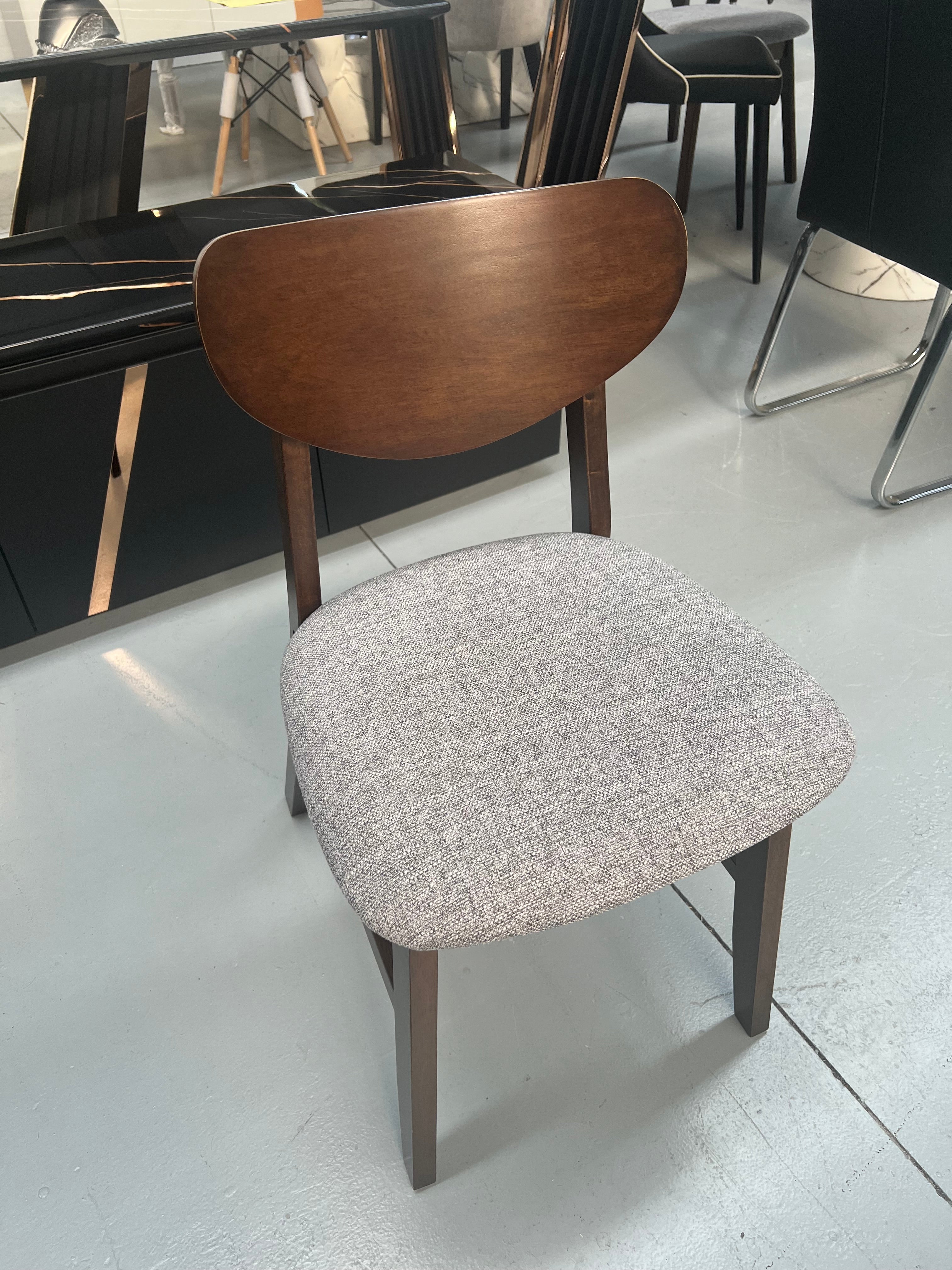 1040 Grey Fabric Solid Rubberwood Chair