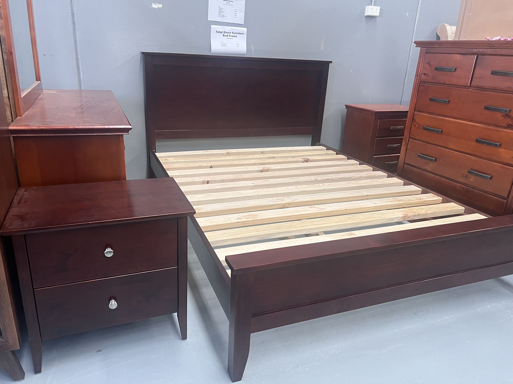 Wellington Pine Wood Bed and Bedside Table