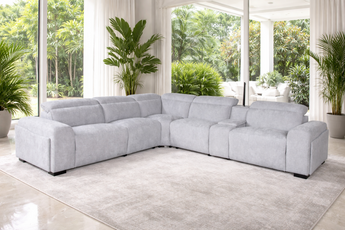 Royce Dual Motors Light Grey 5-Seater Modular Recliner