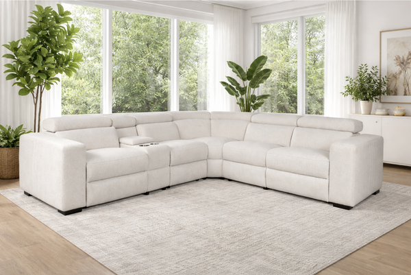 Alban Natural Color 5-Seater Modular Electric Recliner