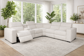 Alban Natural Color 5-Seater Modular Electric Recliner