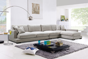 Claire Left/Right Chaise (2 Seats + armless seat + Chaise) Bark Light Color Feather Corner Sofa