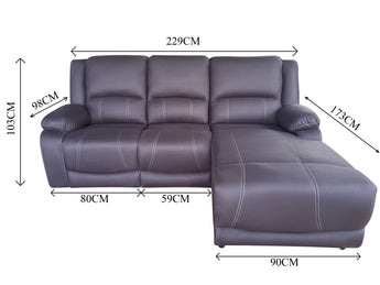 Capital 2 Seater With Chaise Sectional Electric Recliner