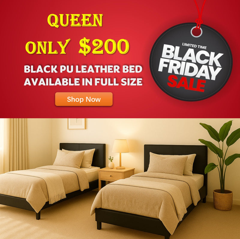 #6107 Black Pu Leather Bed
