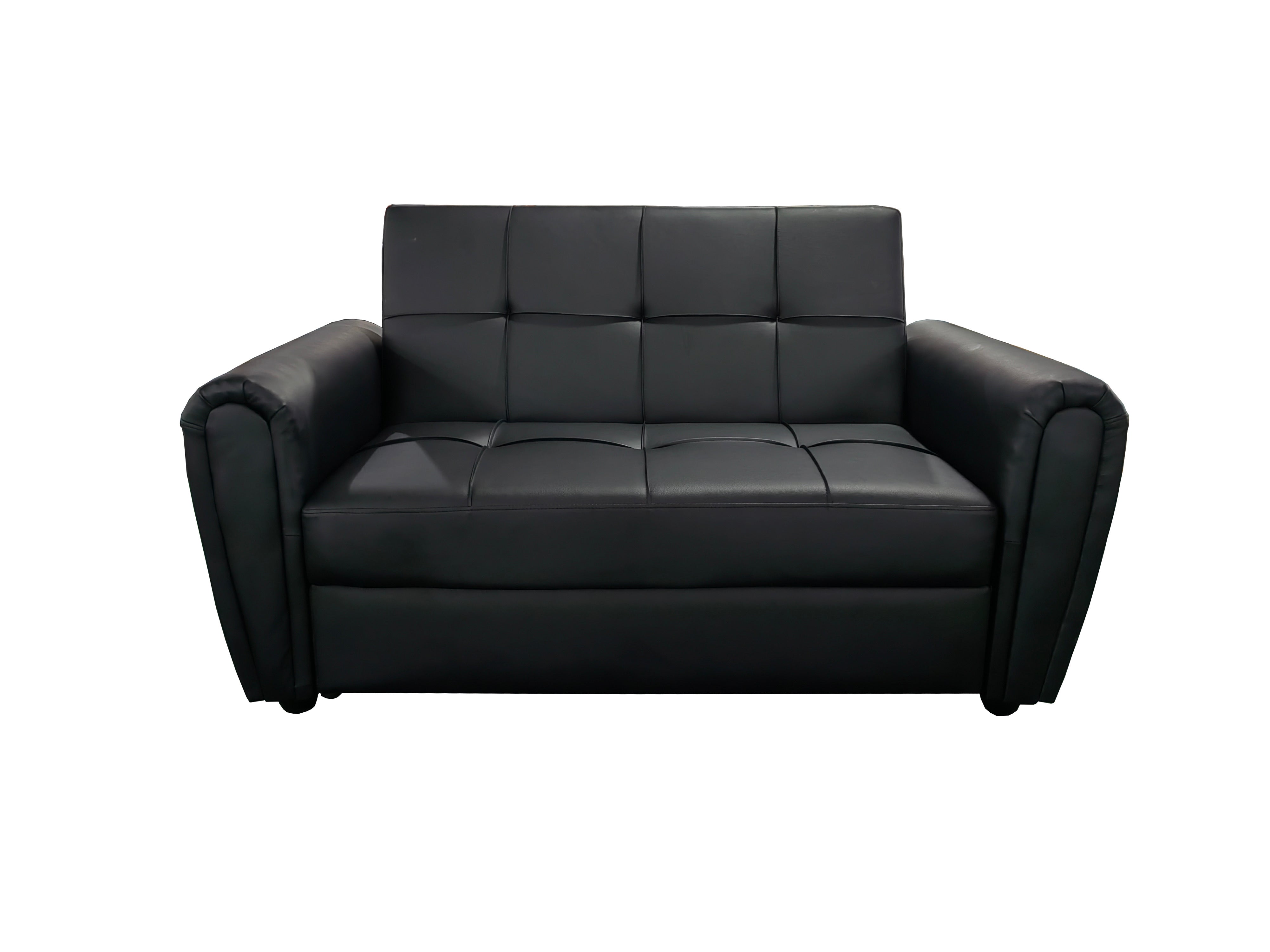 Lv399 Pu Leather 2 Seater Black Sofa Bed