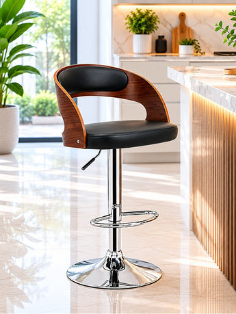 N888 Black PU Leather Bar Stool