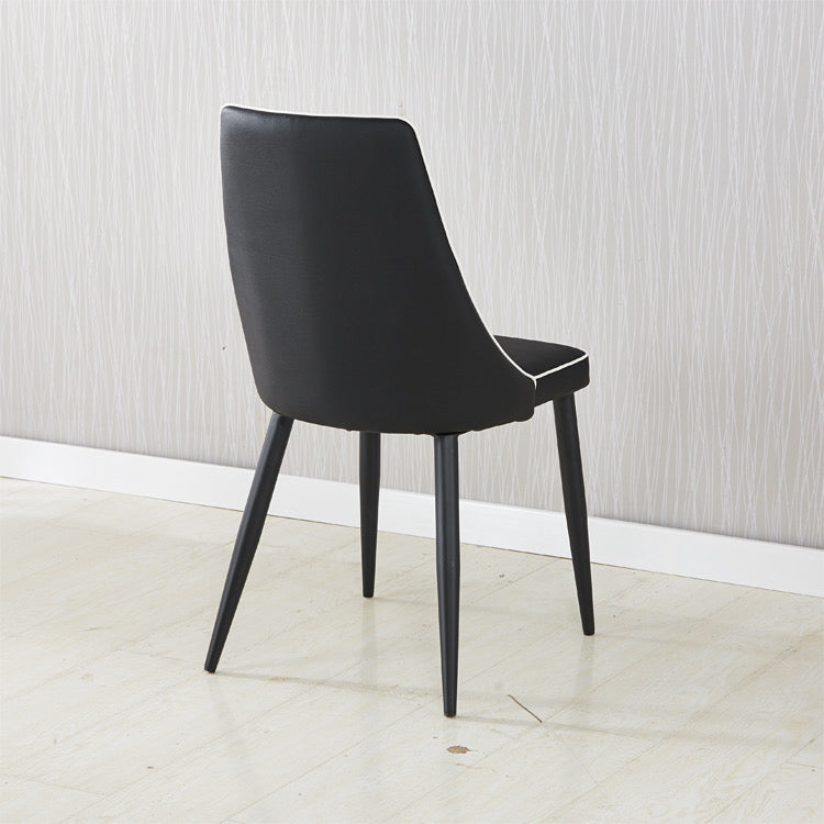 TD158 Black Pu Leather Chair With White Edge and Metal Legs