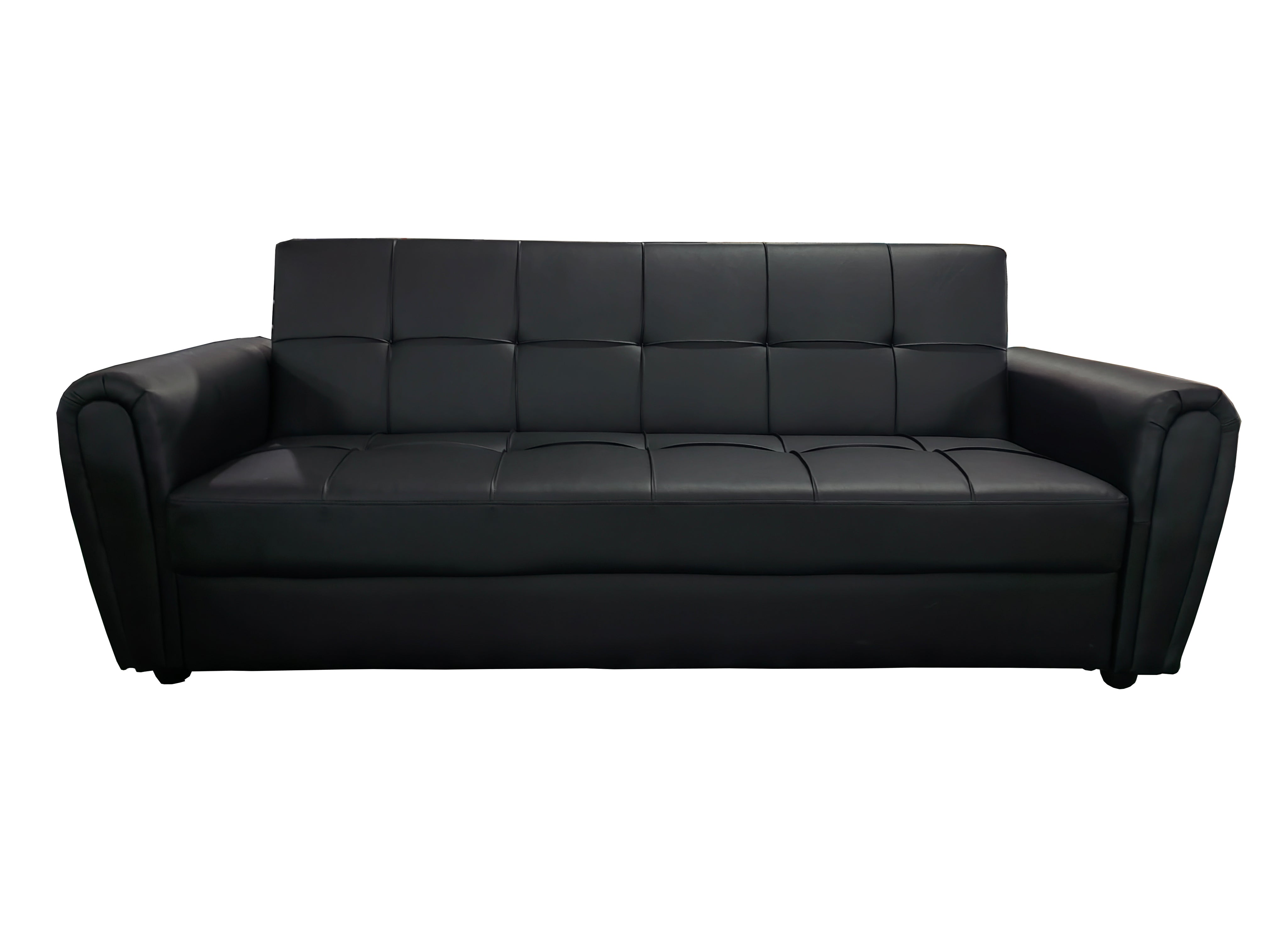 Lv399 Pu Leather 3 Seater Black Sofa Bed