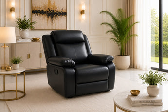 Anderson Black PU Leather Single Seater Manual Recliner Sofa