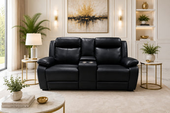 Anderson Black PU Leather 2 Seater Manual Recliner Sofa