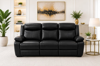 Anderson Black PU Leather 3 Seater Manual Recliner Sofa