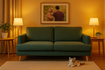 Anna 2.5-Seater Green and Natural White Sofa
