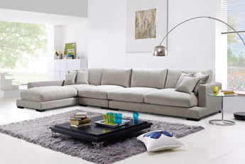 Claire Left/Right Chaise (2 Seats + armless seat + Chaise) Bark Light Color Feather Corner Sofa