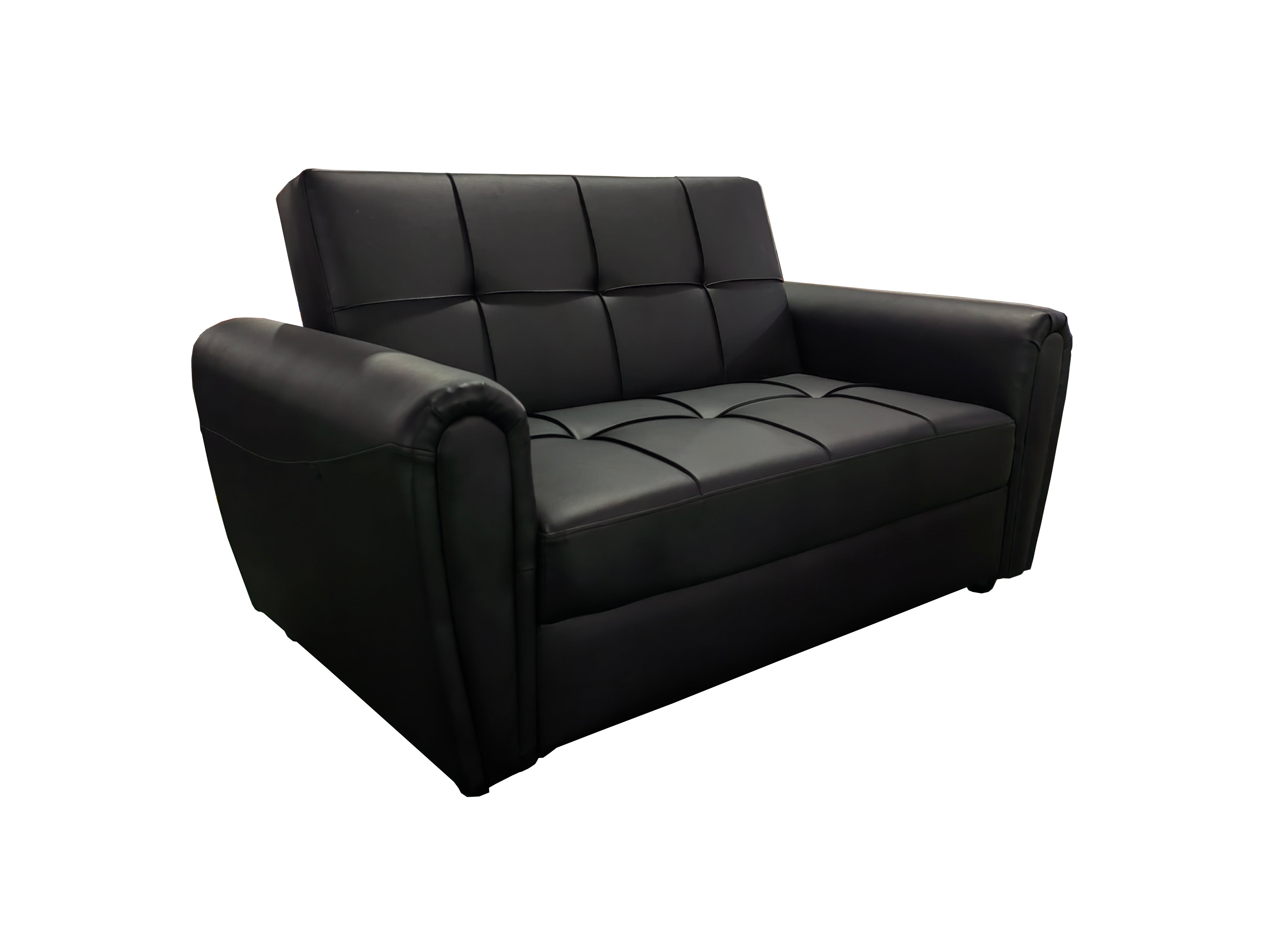 Lv399 Pu Leather 2 Seater Black Sofa Bed