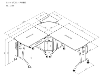 #3806 MDF BIG CORNER STUDY TABLE 1850 BLACK