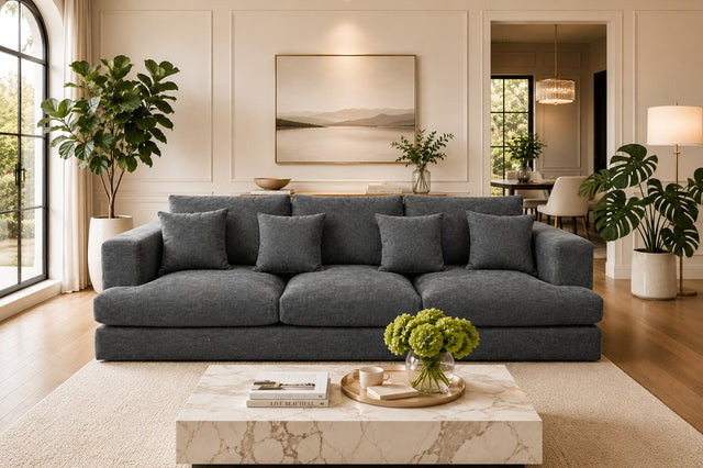 Cameron Feather 3 Seater Sofa – Premium Deep-Seated Modern Fabric Lounge