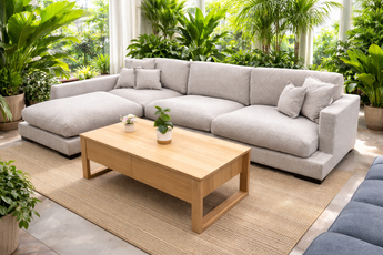 Claire Left/Right Chaise (2 Seats + Chaise) Bark Light Color Feather Corner Sofa