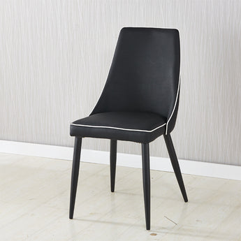 TD158 Black Pu Leather Chair With White Edge and Metal Legs