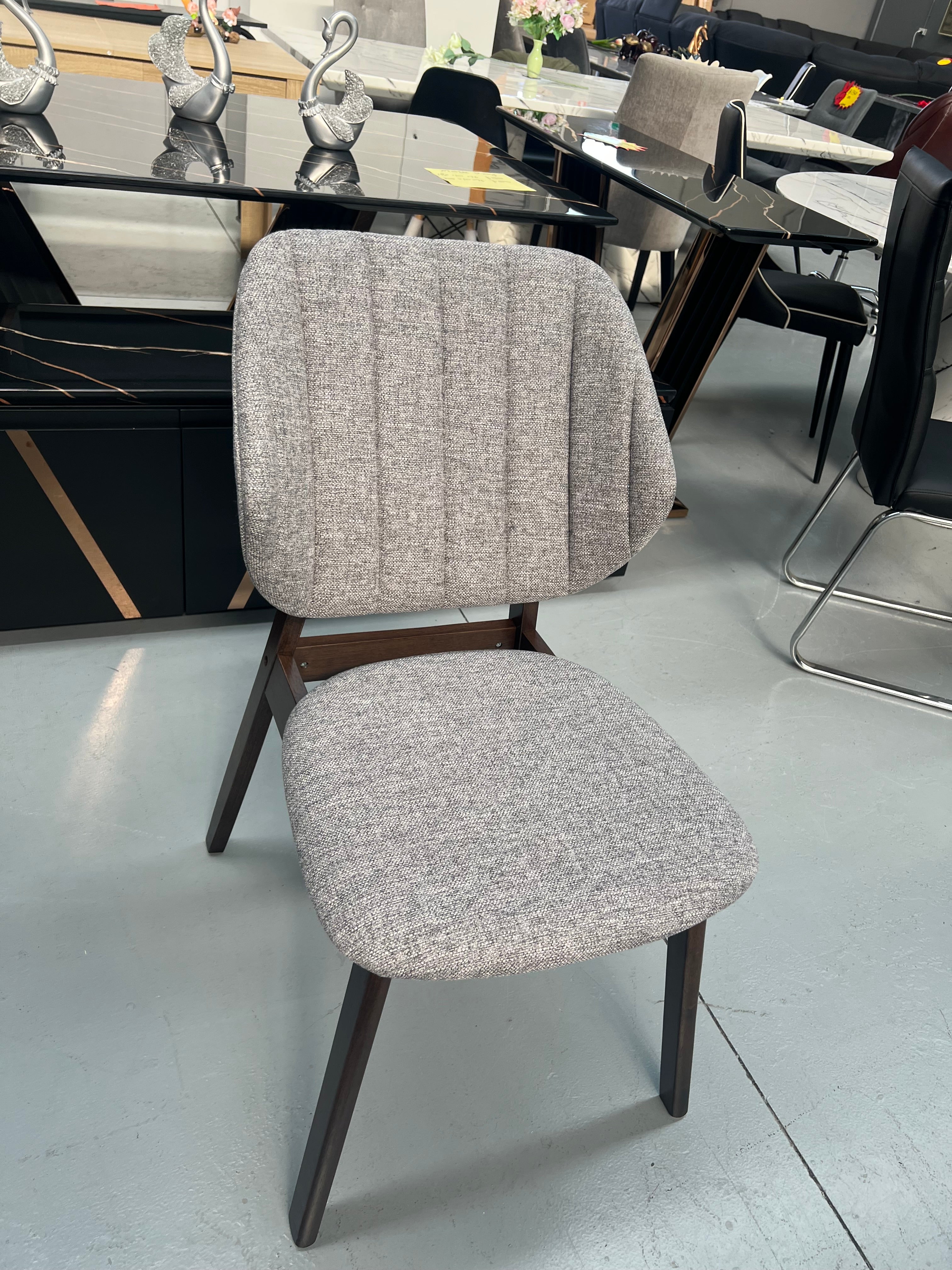 1044 Grey Fabric Solid Rubberwood Chair