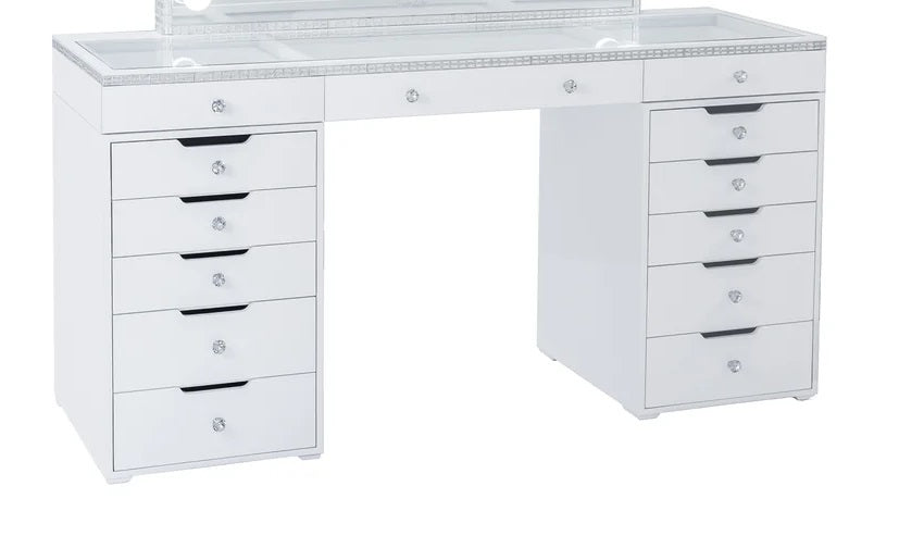 DIAMOND STRIP MAKE UP TABLE 13 DRAWERS WHITE