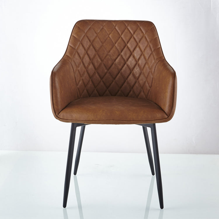 TD658 Brown and Dark Grey Pu Leather Chair with Black Legs