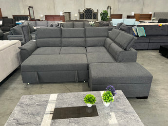 5860 RHF Chaise Grey Fabric Sofa Bed