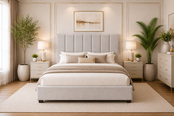 Joyce Light Grey Fabric Gas Lift Bed Frame