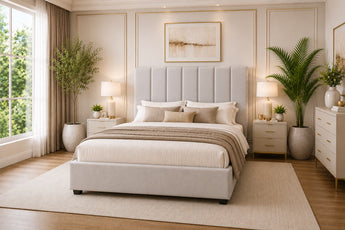Joyce Light Grey Fabric Gas Lift Bed Frame