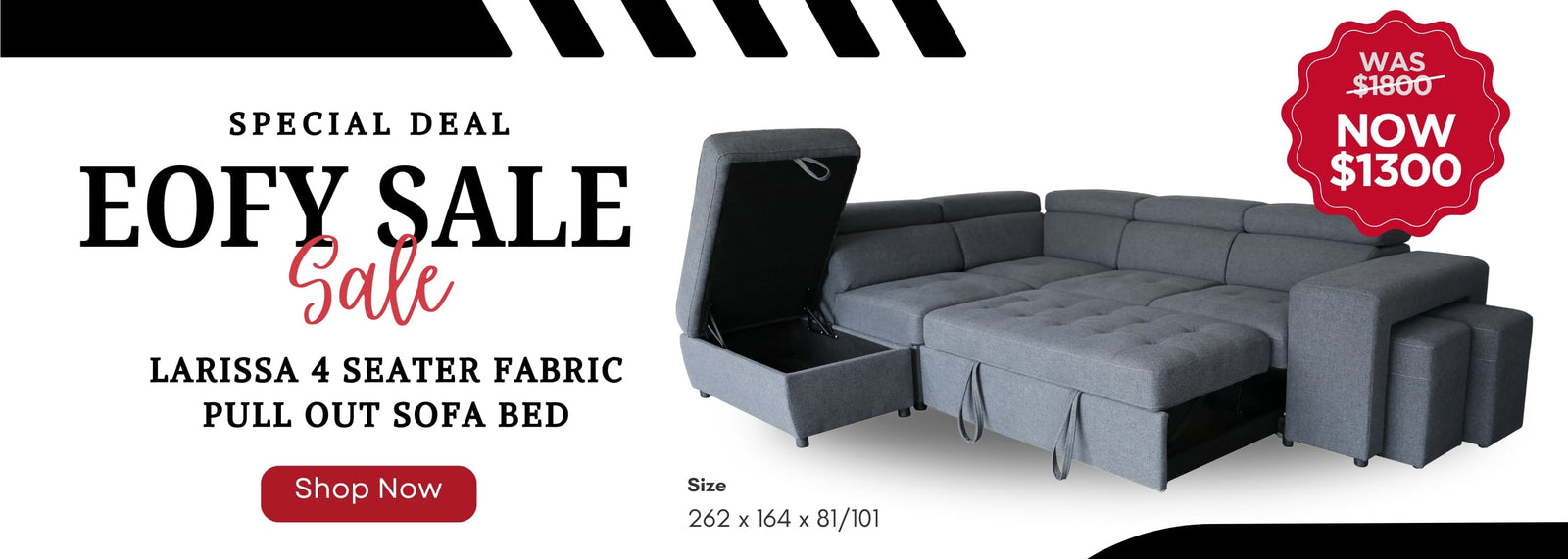 Larisaa 4 Seater Fabric Pull Out sofa bed