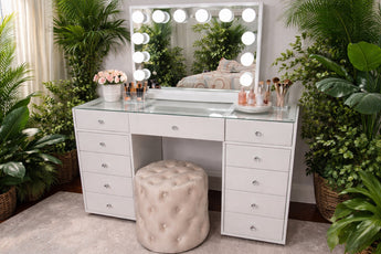 MAJESTIC BEAUTY VANITY TABLE + MIRROR+ CHIC STOOL