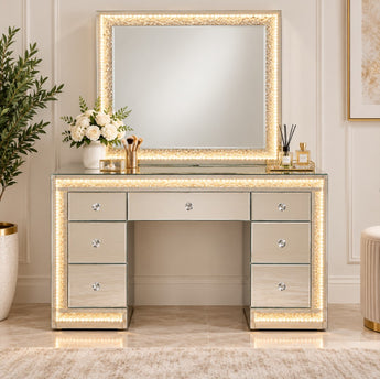 Miracle LED Mirror Makeup Vanity Table Set – Mirrored Dressing Table
