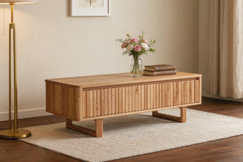 Mornington Messmate Timber 2 Drawer Storage Coffee Table - Natural Wood Living Room Table
