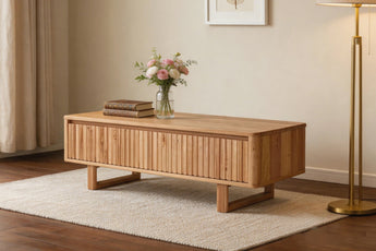 Mornington Messmate Timber 2 Drawer Storage Coffee Table - Natural Wood Living Room Table