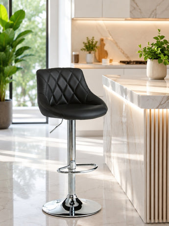 N666 Black PU Leather Bar Stool