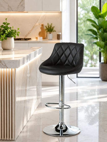 N666 Black PU Leather Bar Stool