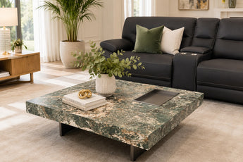 Nebula Green Square Sintered Stone Top Coffee Table