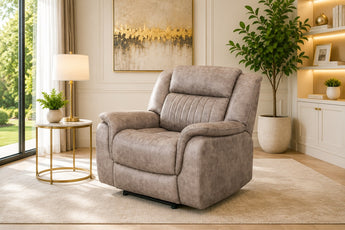 Orlando Tan and Grey Single Seater Electric Recliner Lounge Sofa – Premium Power Reclining Lounge