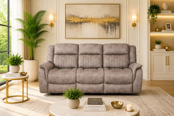Orlando Tan and Grey 3 Seater Electric Recliner Sofa – Premium Power Reclining Lounge