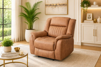 Orlando Tan and Grey Single Seater Electric Recliner Lounge Sofa – Premium Power Reclining Lounge