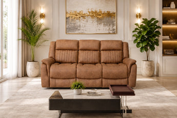Orlando Tan and Grey 3 Seater Electric Recliner Sofa – Premium Power Reclining Lounge