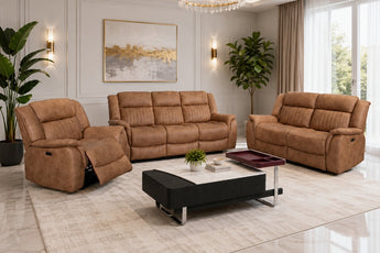 Orlando Tan/Grey Electric Recliner Suite – 3 Seater + 2 Seater + 1 Seater