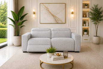 Rohan 2 Seater Light Grey Electric Recliner Lounge Sofa
