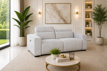 Rohan 2 Seater Light Grey Electric Recliner Lounge Sofa
