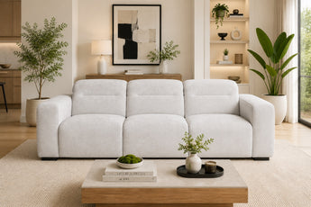Rohan 3 Seater Light Grey Electric Recliner Lounge Sofa